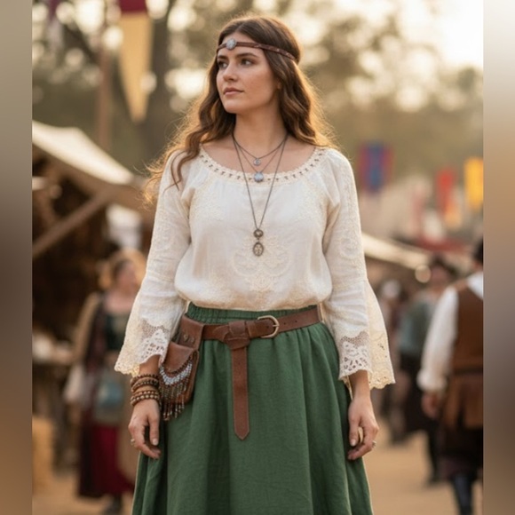 Democracy Tops - Democracy Ivory Peasant Blouse - Boho Festival 70s Style